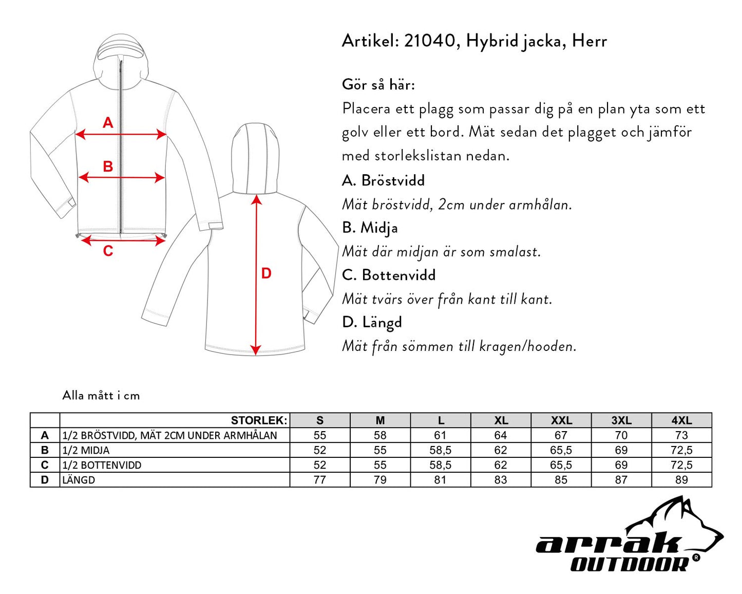 Arrak Hybridjacka Herr Svart
