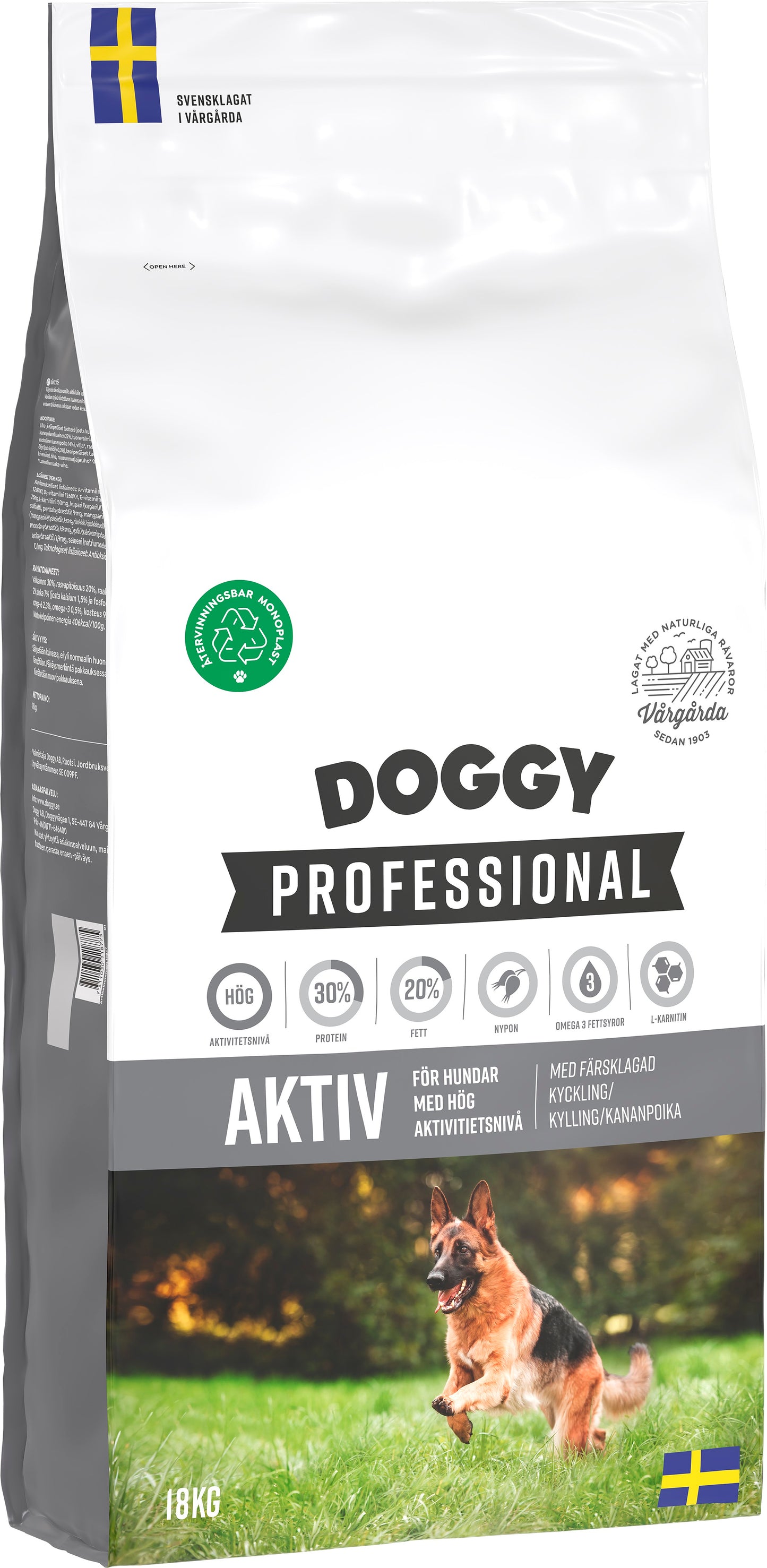 Doggy Professional Aktiv Hundfoder 18kg