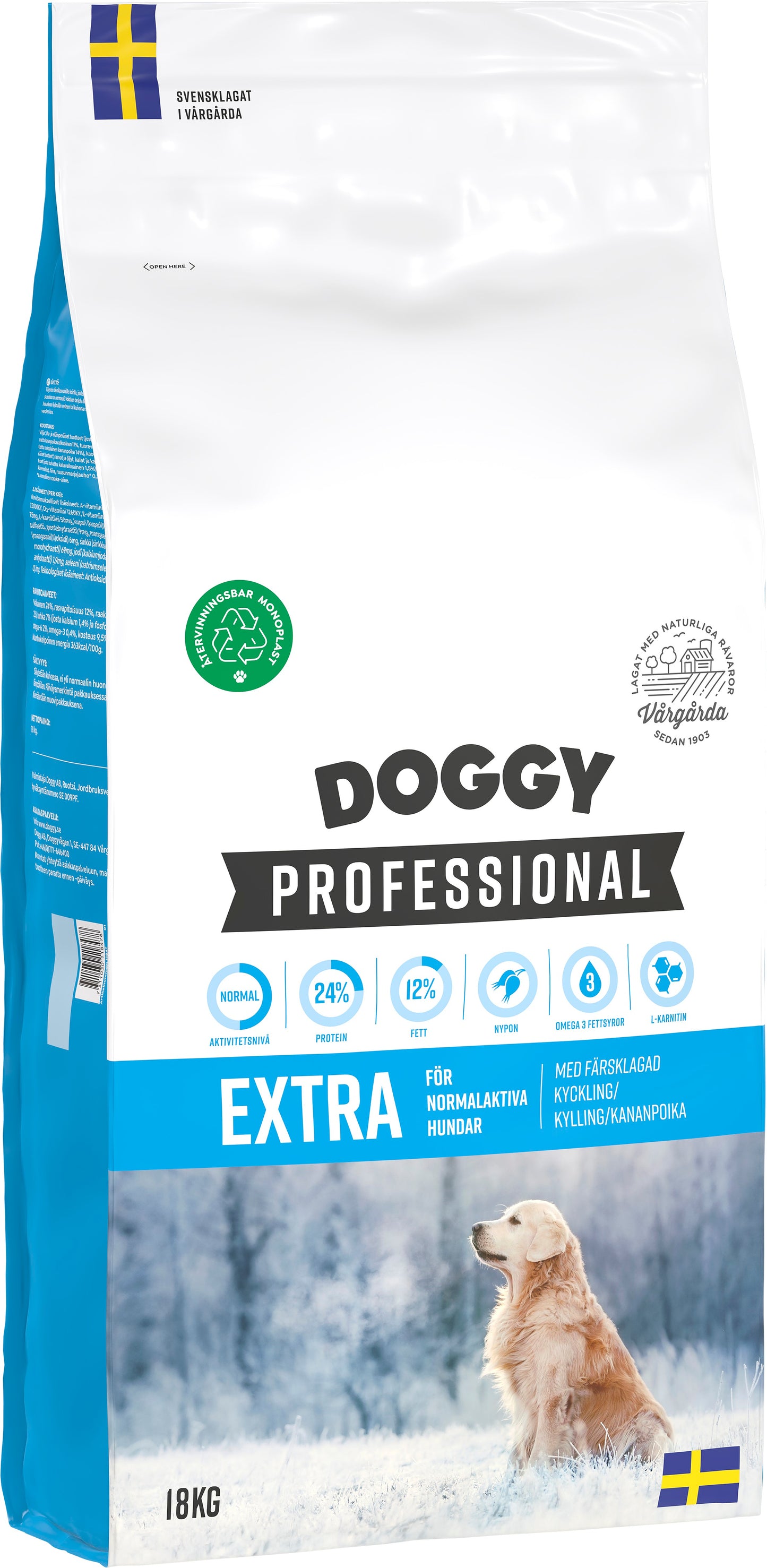 Doggy Professional Extra Hundfoder 18kg