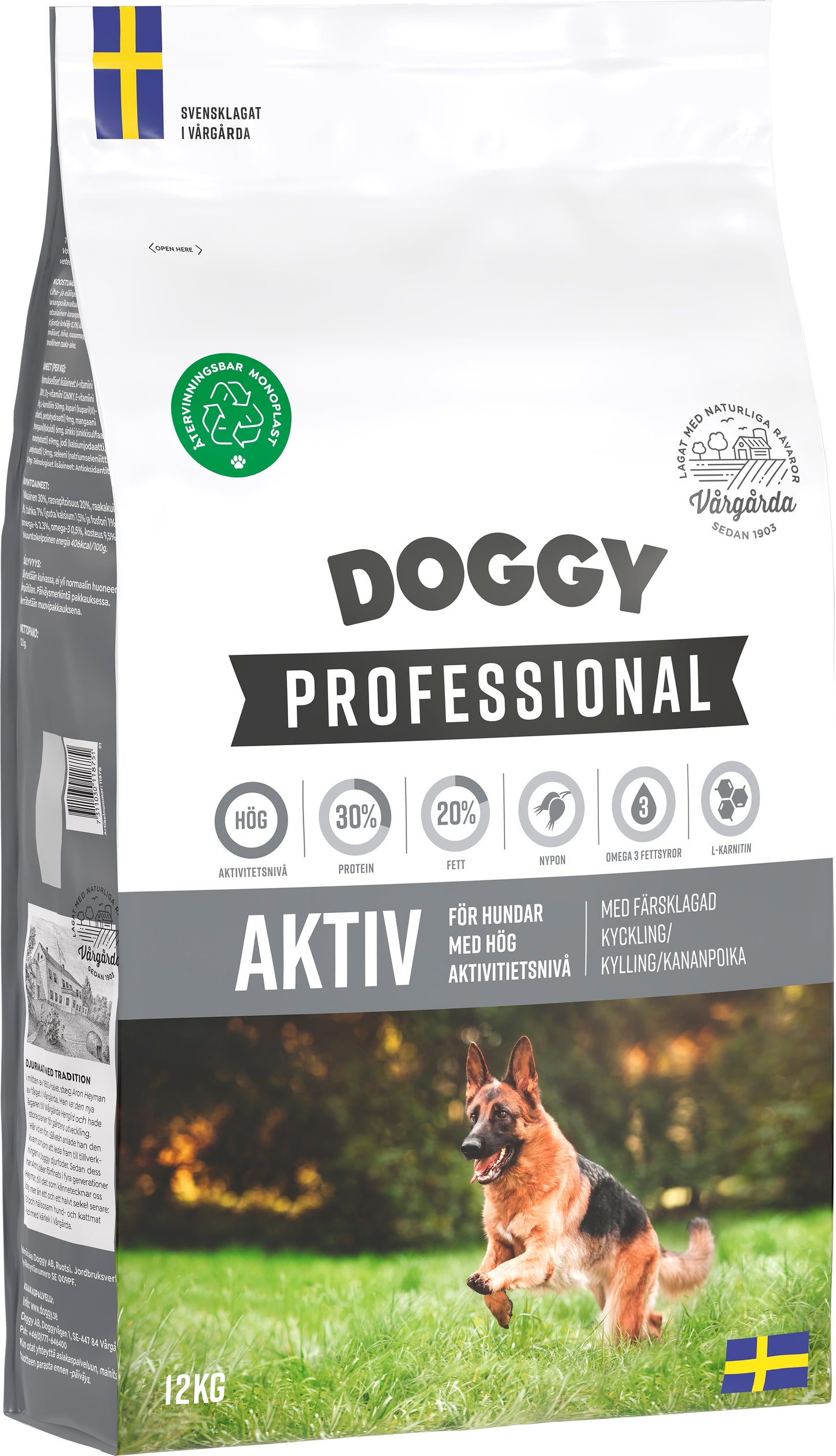 Doggy Professional Aktiv Hundfoder 12kg