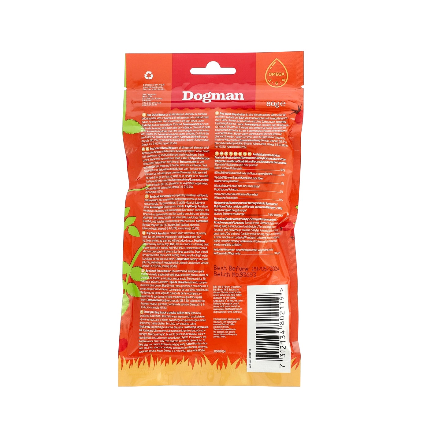 Dogman Hundgodis Bug Snack rose hip
